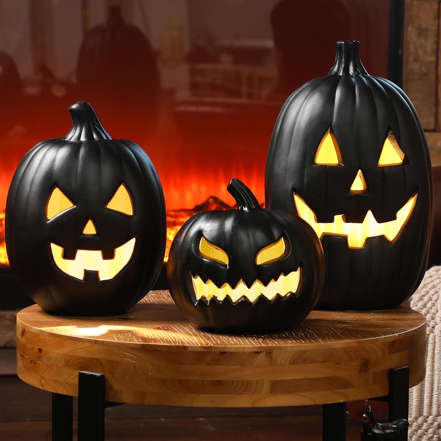 Outdoor Lighting Vintage - 3 Pcs Jack O Lantern Black