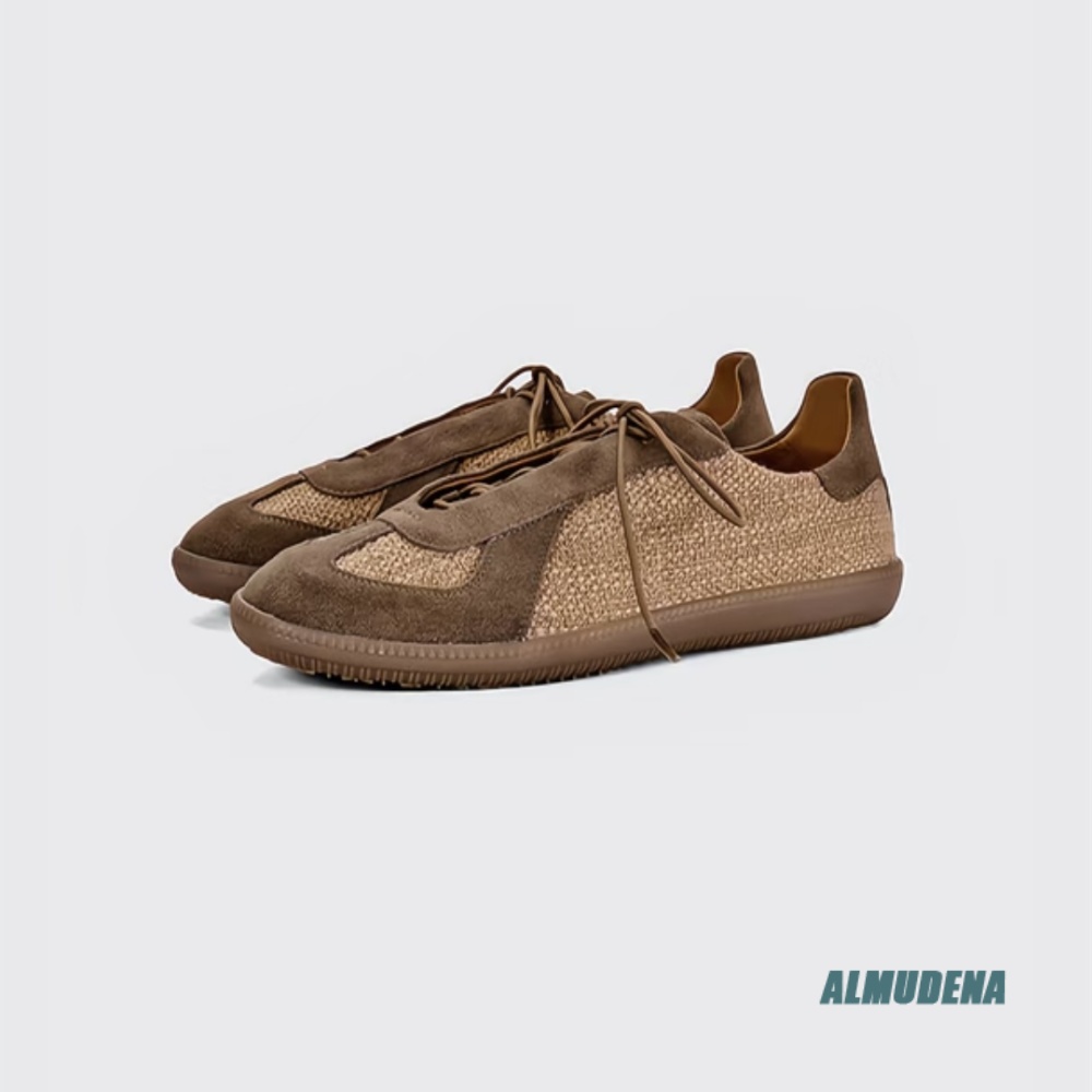 Outdoor Lighting Vintage - Patchwork Suede Linen Sneakers for Men