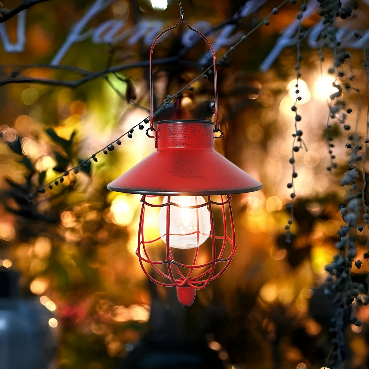 Outdoor Lighting Vintage - Solar Lantern Outdoor Hanging Light, Metal