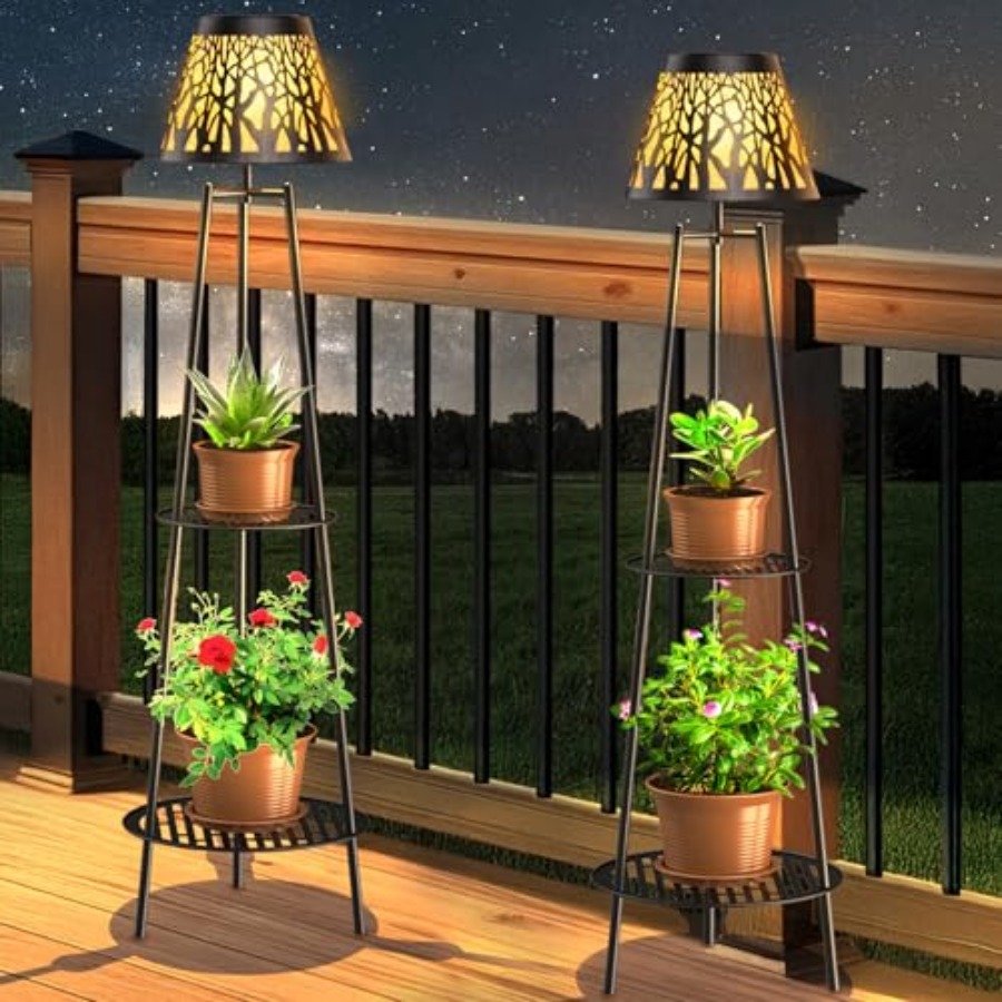 Outdoor Lighting Led - 2 Pack Outdoor Solar Floor Lamp