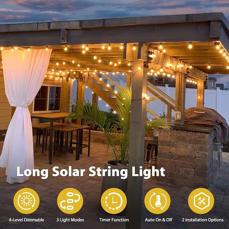 64FT G40 Solar Powered Dimmabl - огляд і ціна Outdoor Lighting For Fence
