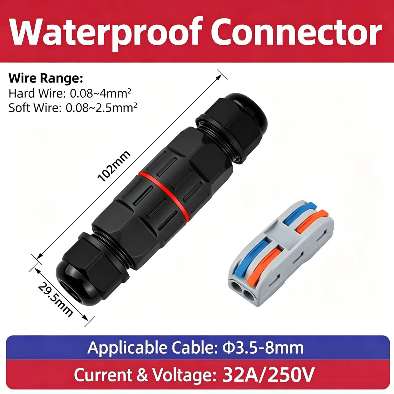 1Pc 2 Pin 3 Pin Wire Connector - огляд і ціна Outdoor Lighting Low Voltage