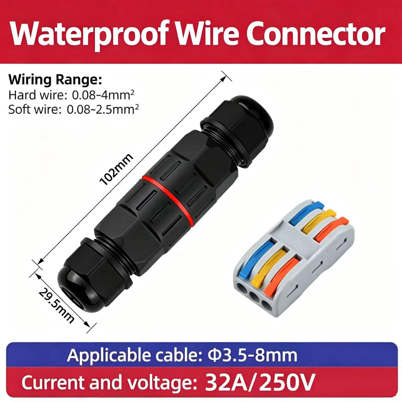 1Pc 2 Pin 3 Pin Wire Connector - огляд і ціна Outdoor Lighting Low Voltage