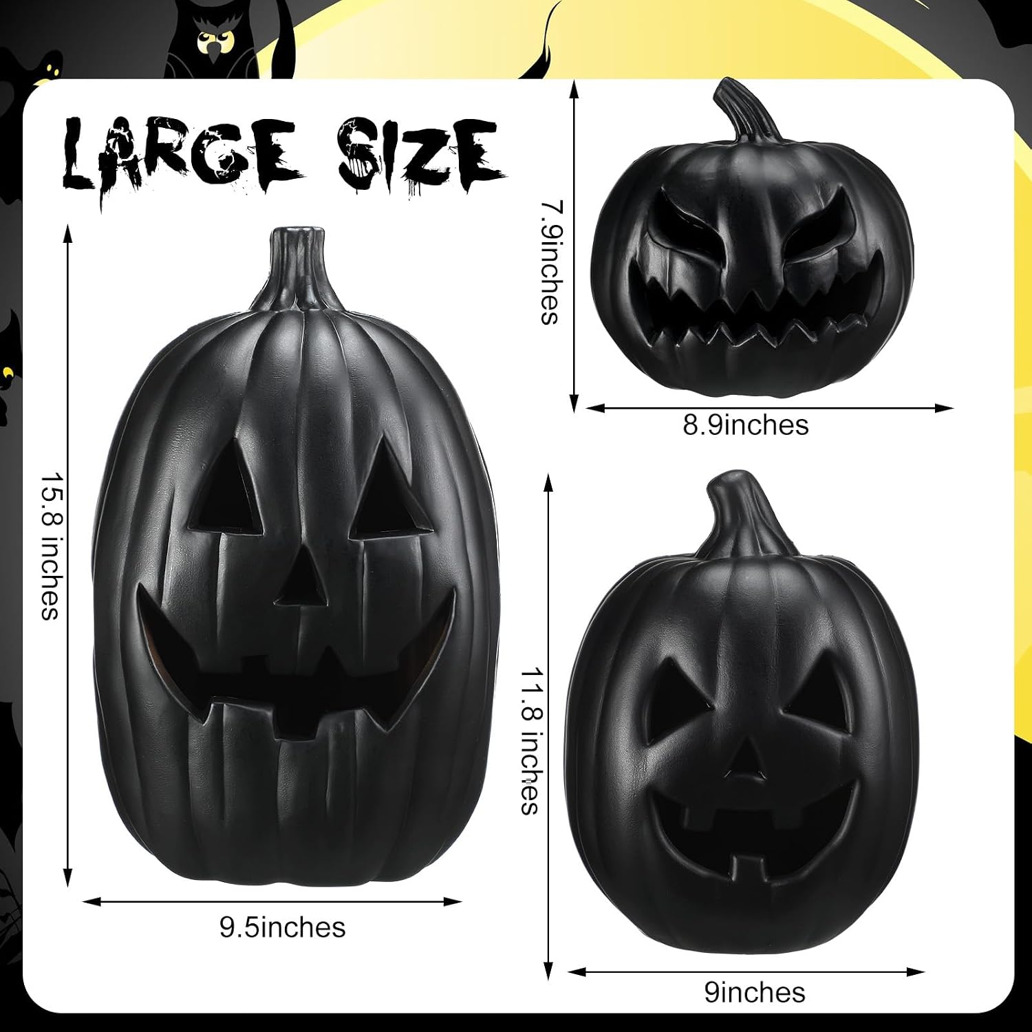 3 Pcs Jack O Lantern Black Dec - огляд і ціна Outdoor Lighting Vintage