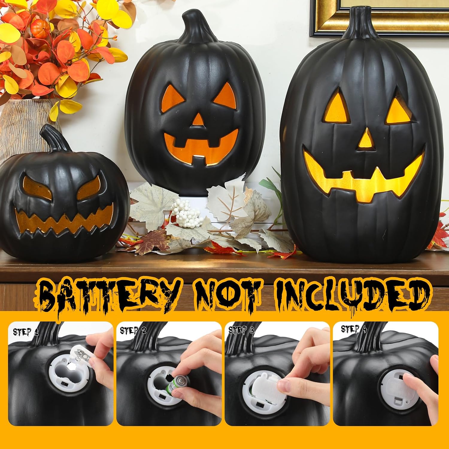 3 Pcs Jack O Lantern Black Dec - огляд і ціна Outdoor Lighting Vintage