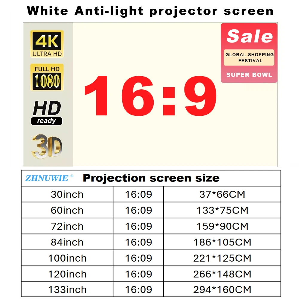 Projector Screen 16:9 High Bri - огляд і ціна Outdoor Lighting Grid Screen