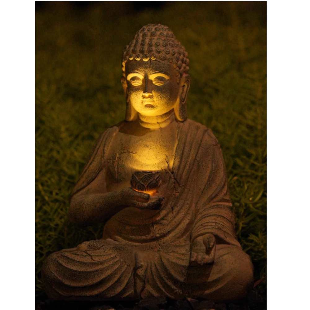 Resin Solar Buddha Statue Scul - огляд і ціна Outdoor Lighting Japanese