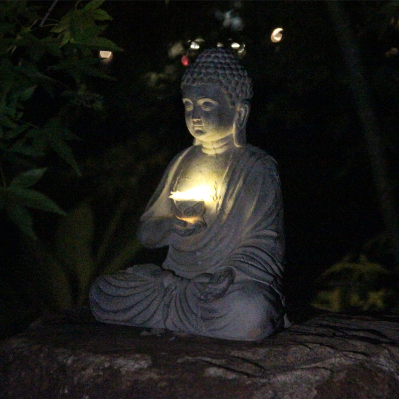 Resin Solar Buddha Statue Scul - огляд і ціна Outdoor Lighting Japanese