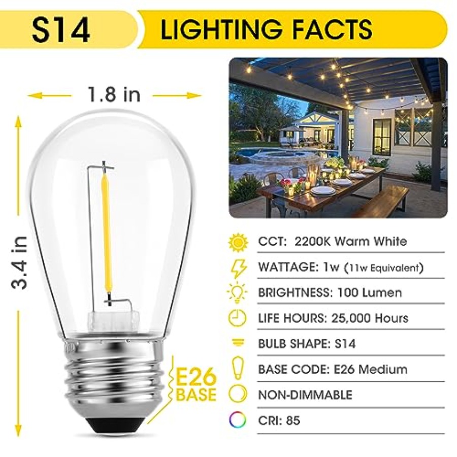 36 Pack S14 LED Bulbs for Outd - огляд і ціна Outdoor Lighting Led