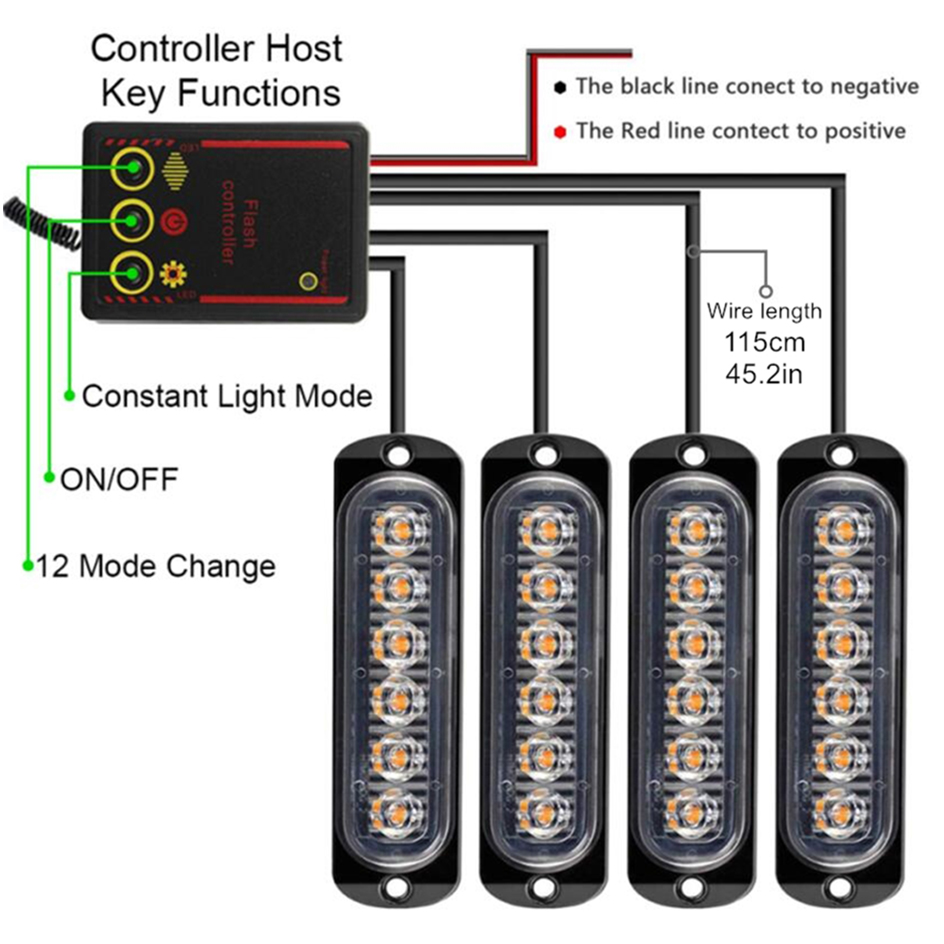 Car Front Grille Lighting 12V  - огляд і ціна Outdoor Lighting Yellow